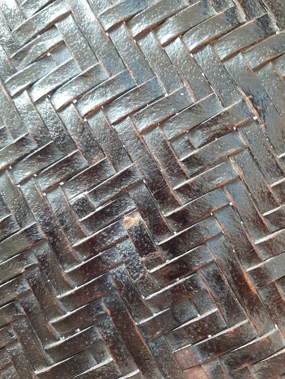 Image 1 of 6 sedie vintage in acciaio con pelle intrecciata