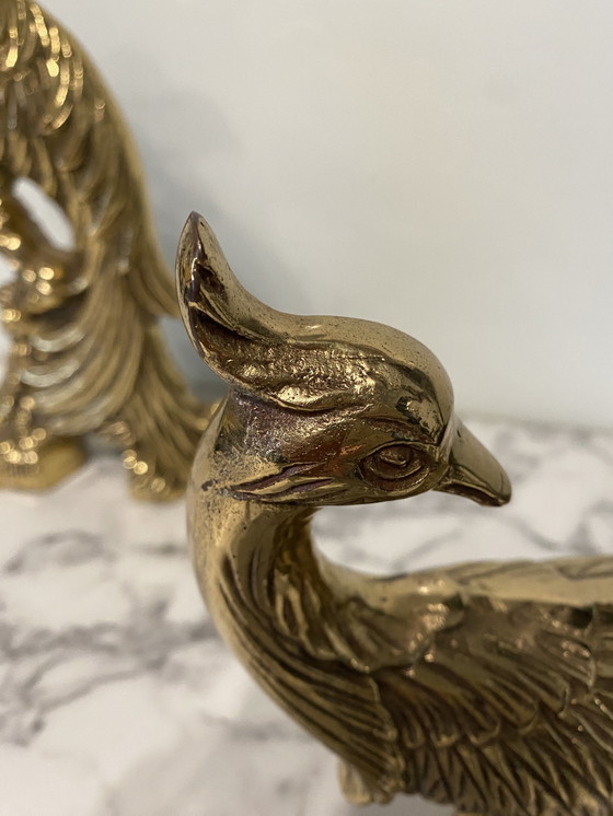 Image 1 of Pavos reales de latón estilo Hollywood Regency