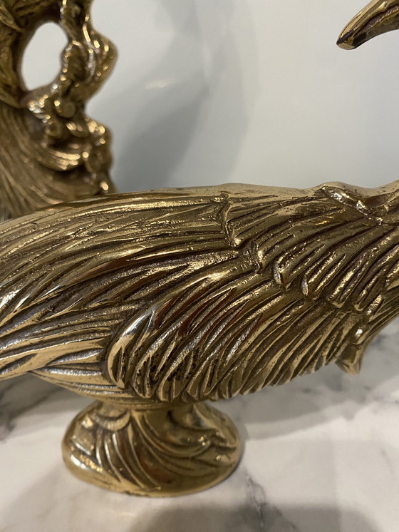 Image 1 of Pavos reales de latón estilo Hollywood Regency