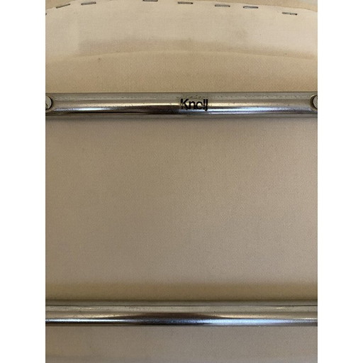 Vintage conference chair in chrome and white fabric by Eero Saarinen for Knoll international