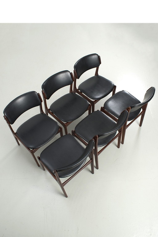 6 Erik Buch Chairs With Black Skai Upholstery 66492