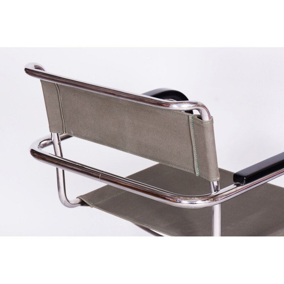 Image 1 of Vintage Bauhaus armchair in chrome steel and iron fabric by Marcel Breuer for Thonet, Czechoslovakia 1930