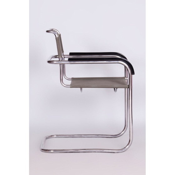 Image 1 of Vintage Bauhaus armchair in chrome steel and iron fabric by Marcel Breuer for Thonet, Czechoslovakia 1930