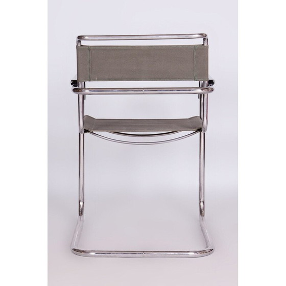 Image 1 of Vintage Bauhaus armchair in chrome steel and iron fabric by Marcel Breuer for Thonet, Czechoslovakia 1930