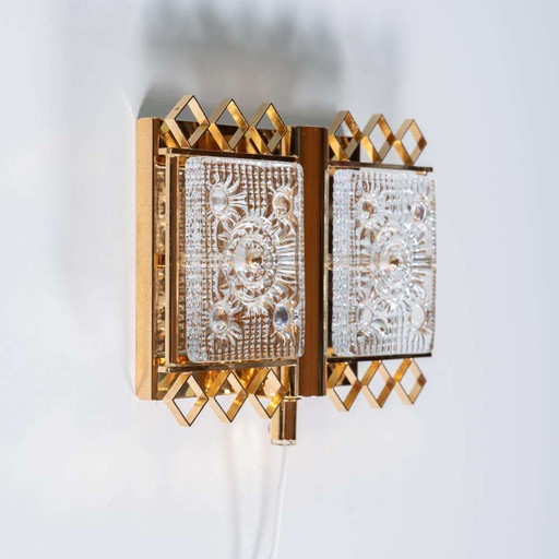 Vintage design brass & glass, regency wall scone Sweden