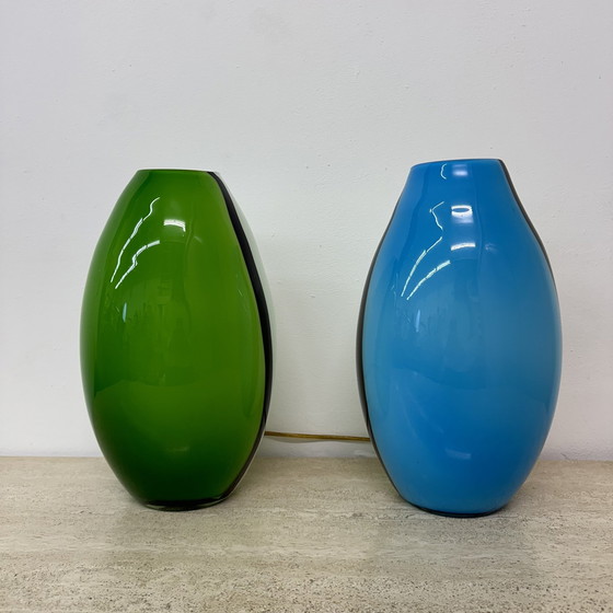 Image 1 of Set Of 2 Eglo Glass Table Lamps , 1990S