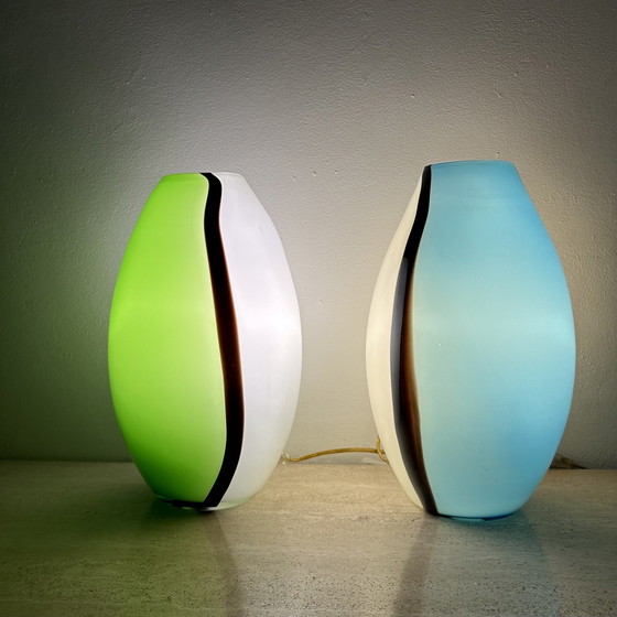 Image 1 of Set Of 2 Eglo Glass Table Lamps , 1990S