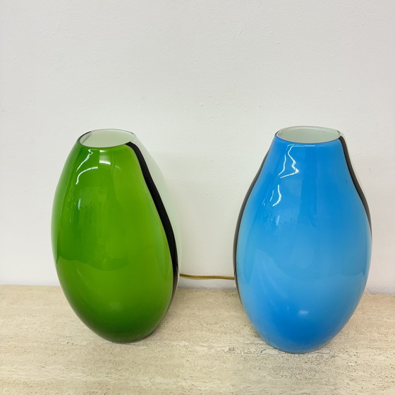 Image 1 of Set Of 2 Eglo Glass Table Lamps , 1990S