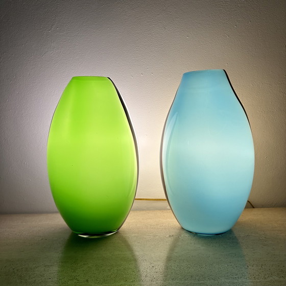 Image 1 of Set Of 2 Eglo Glass Table Lamps , 1990S