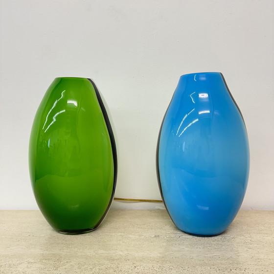 Image 1 of Set Of 2 Eglo Glass Table Lamps , 1990S