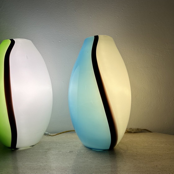 Image 1 of Set Of 2 Eglo Glass Table Lamps , 1990S