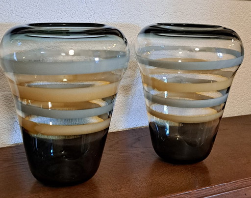 Two Large Glass Design Vases