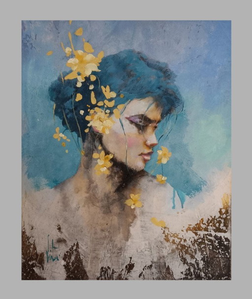 Artist Painting - Ugo Vistosi - Ragazza In Blu