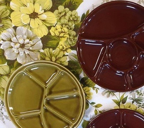 Image 1 of 1203 Vintage 1970s Fondue Plates Fondue plate