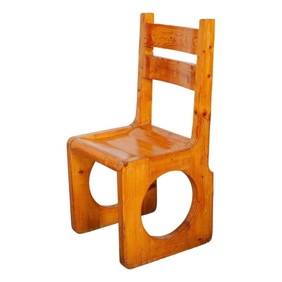 Image 1 of Vintage Brutalist chairs in solid pine, 1960s