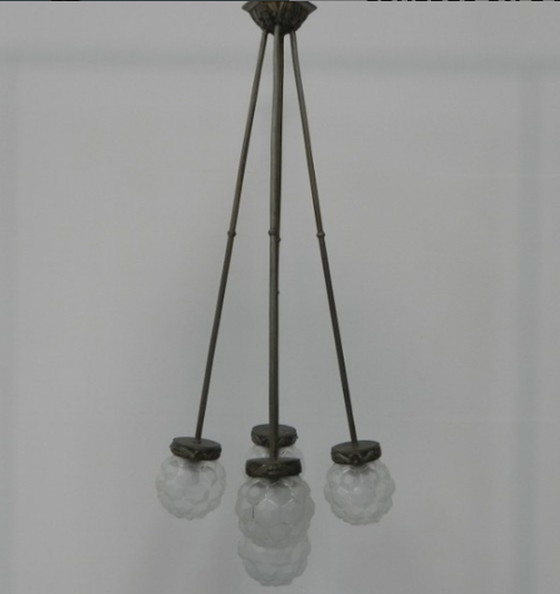 Image 1 of Art Deco hanging lamp with 5 spheres on 5 rods