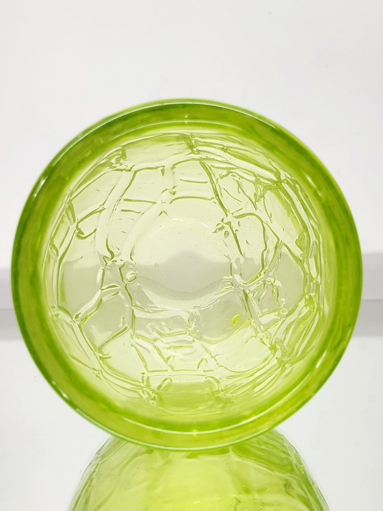 Image 1 of Val Saint Lambert Studio Cristal Vase, Relief Decor, Signed Hatch, 1990s