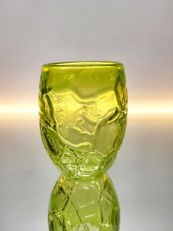 Image 1 of Val Saint Lambert Studio Cristal Vase, Relief Decor, Signed Hatch, 1990s