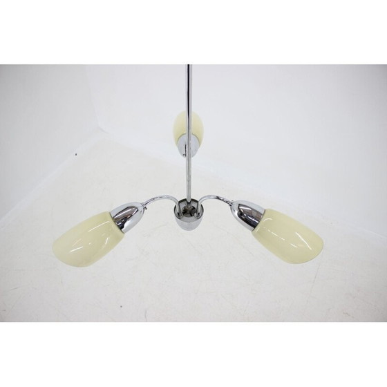 Image 1 of Vintage glass and metal chandelier, Czechoslovakia 1970