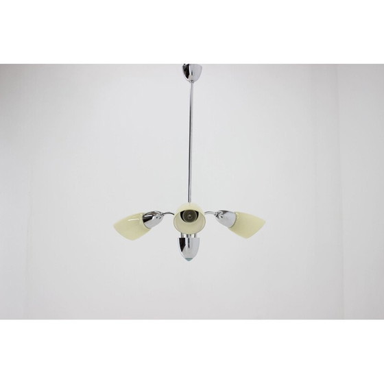 Image 1 of Vintage glass and metal chandelier, Czechoslovakia 1970