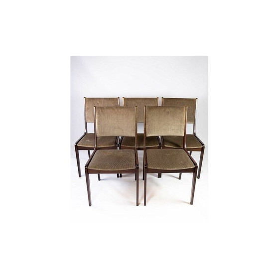 Image 1 of Set of 4 vintage dining room chairs in dark by Farstrup, Denmark 1960s