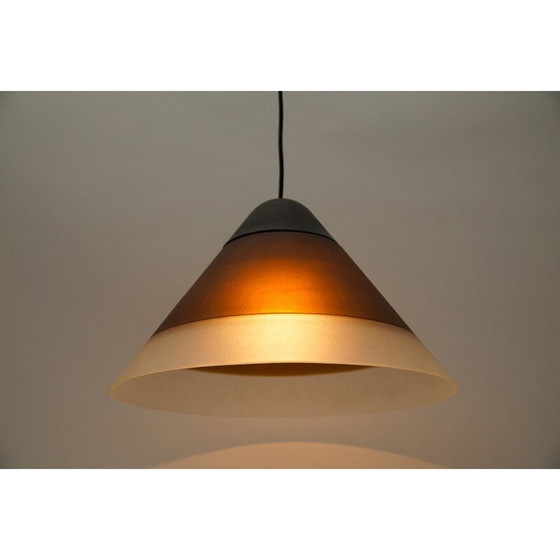 Image 1 of Lampada da soffitto vintage in vetro marrone a forma di cono di Peill e Putzler, 1960