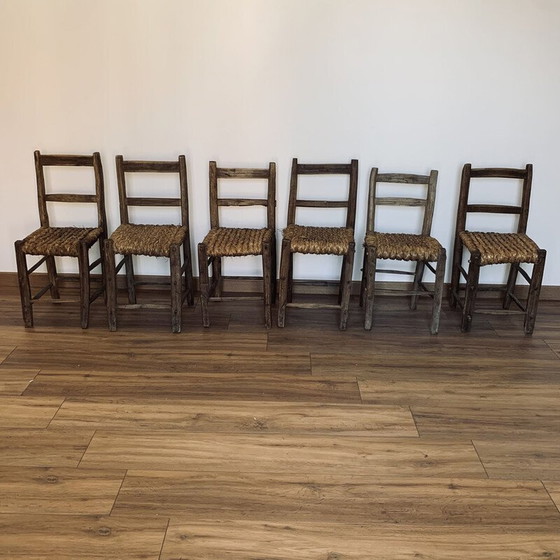 Image 1 of Set of 6 vintage straw chairs