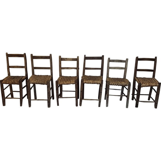 Image 1 of Set of 6 vintage straw chairs