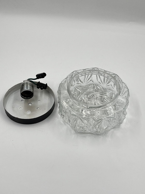 Image 1 of Moulded Glass Ceiling Light With Star Relief