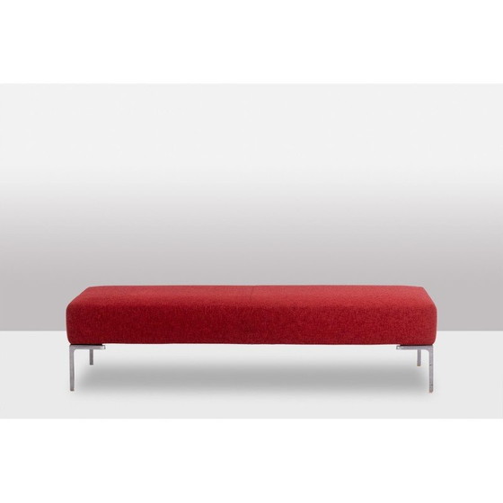 Image 1 of Vintage rectangular bench in chrome metal and red fabric by Antonio Citterio for B et B, 1990