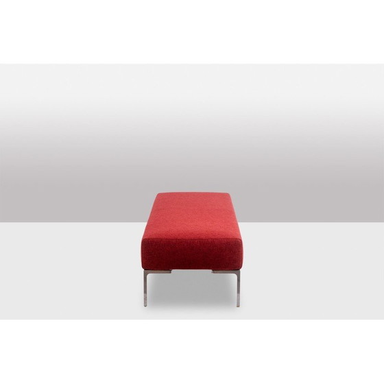 Image 1 of Vintage rectangular bench in chrome metal and red fabric by Antonio Citterio for B et B, 1990