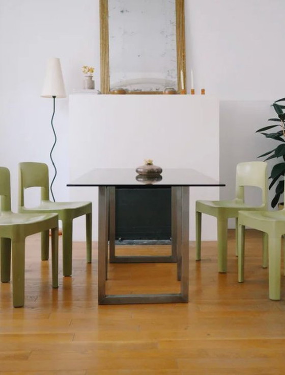 Image 1 of Large Smoked Glass Dining Table