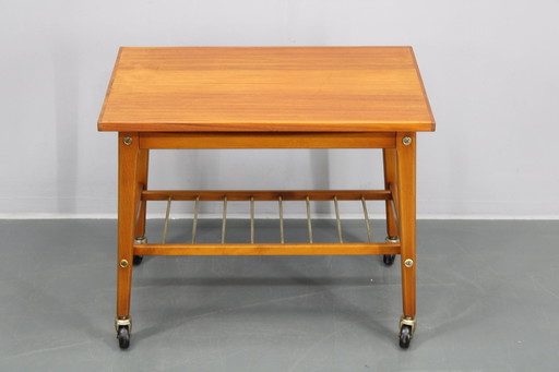 1960S Teak Side Table On Wheels, Denmark