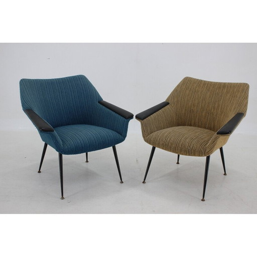 Pair of vintage blue and beige armchairs, Italy 1960s