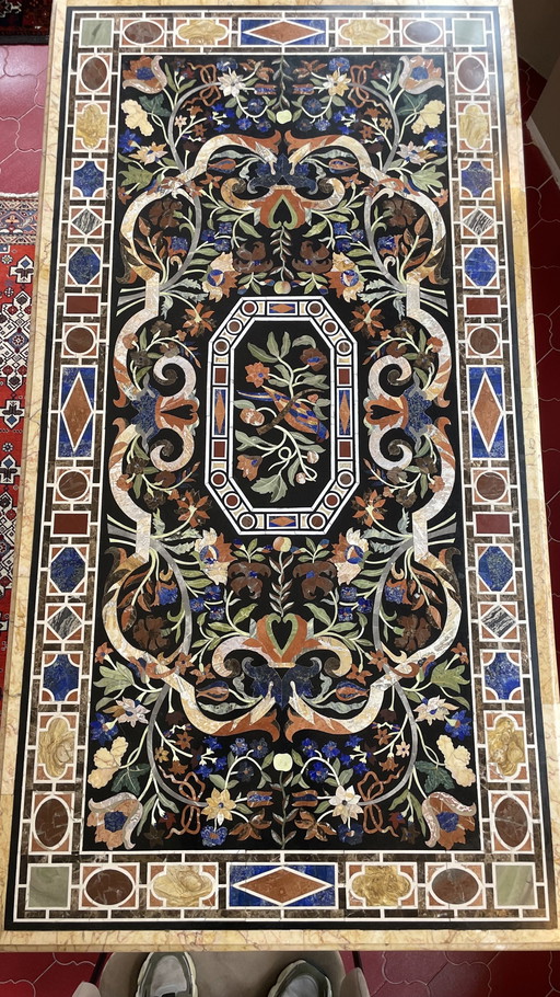 Vintage Inlaid Italian Marble Table