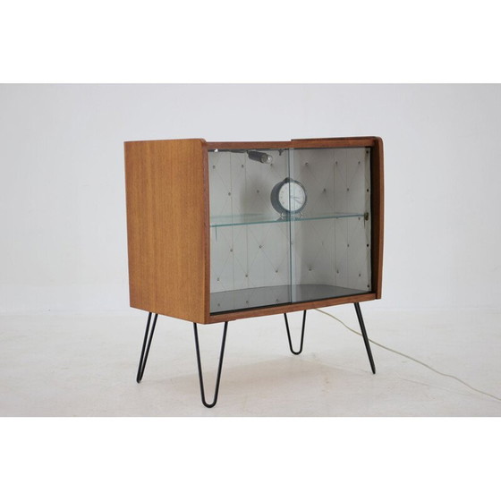 Image 1 of Vintage mahogany and glass display case, Czech 1960