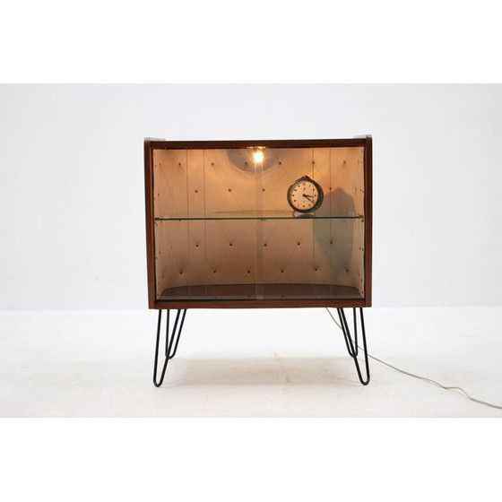 Image 1 of Vintage mahogany and glass display case, Czech 1960