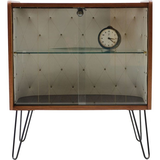Image 1 of Vintage mahogany and glass display case, Czech 1960