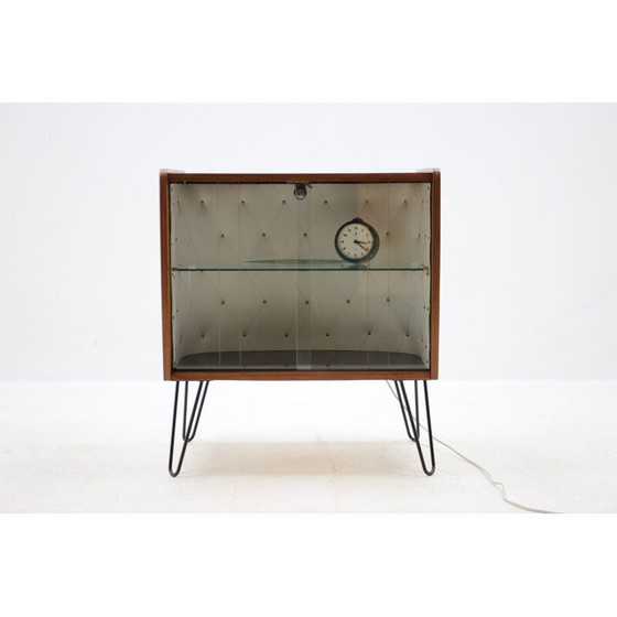 Image 1 of Vintage mahogany and glass display case, Czech 1960
