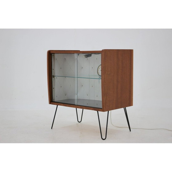 Image 1 of Vintage mahogany and glass display case, Czech 1960
