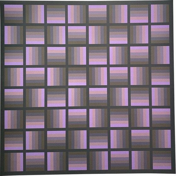 Image 1 of Fotolitografia d'epoca "Tribute to Vasarely" di Jim Bird per Poligrafa, Barcellona 1970
