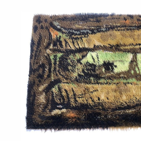 Image 1 of Vintage scandinavian pop art rug in wool and cotton 1960