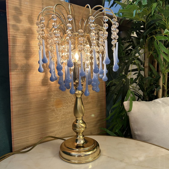 Image 1 of Vintage Blue Opaline Teardrop Table Lamp Floor Lamp