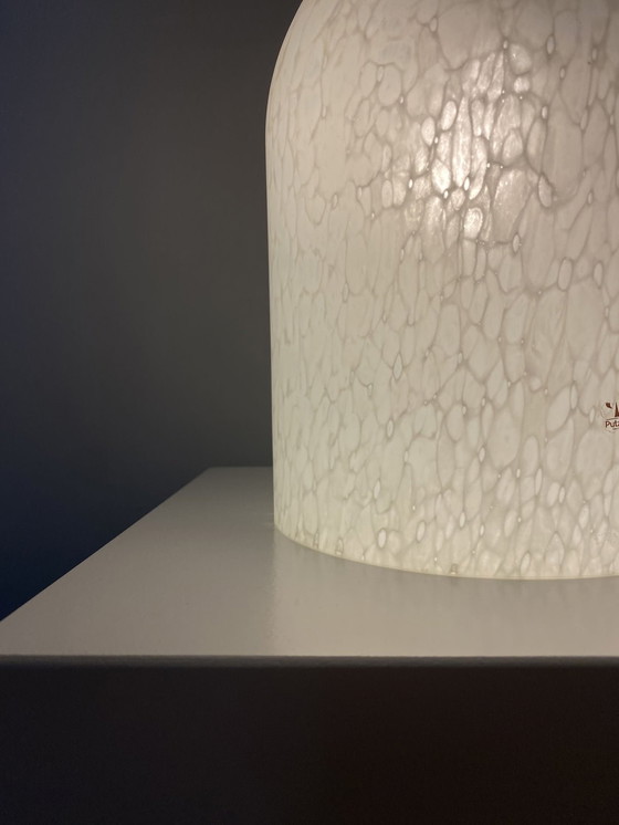 Image 1 of Lampada da tavolo a cupola in vetro cristallo bianco Peill &amp; Putzler, 1970