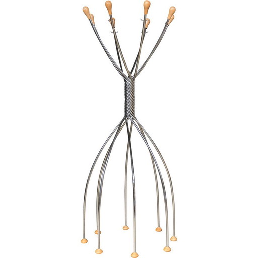 Vintage iron and wood coat rack for Zanotta, Italy 1970