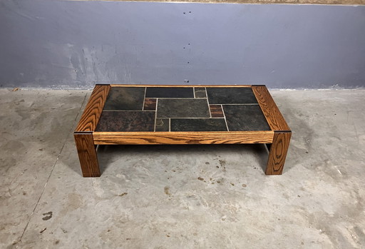 Wenge Coffee Table Slate Brutalist Mid - Century