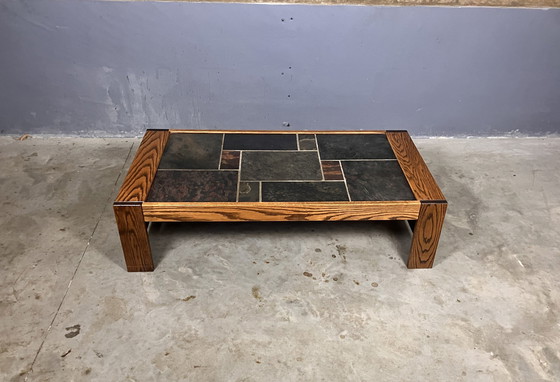 Image 1 of Wenge Coffee Table Slate Brutalist Mid - Century