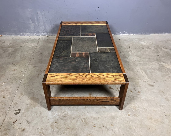 Image 1 of Wenge Coffee Table Slate Brutalist Mid - Century