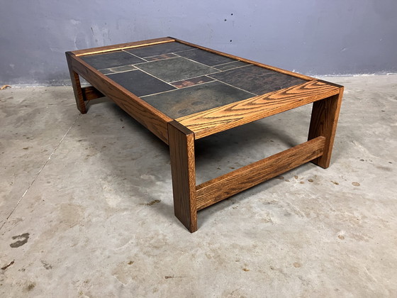 Image 1 of Wenge Coffee Table Slate Brutalist Mid - Century