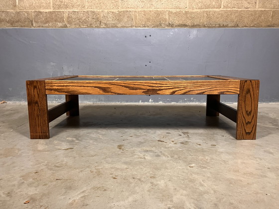 Image 1 of Wenge Coffee Table Slate Brutalist Mid - Century